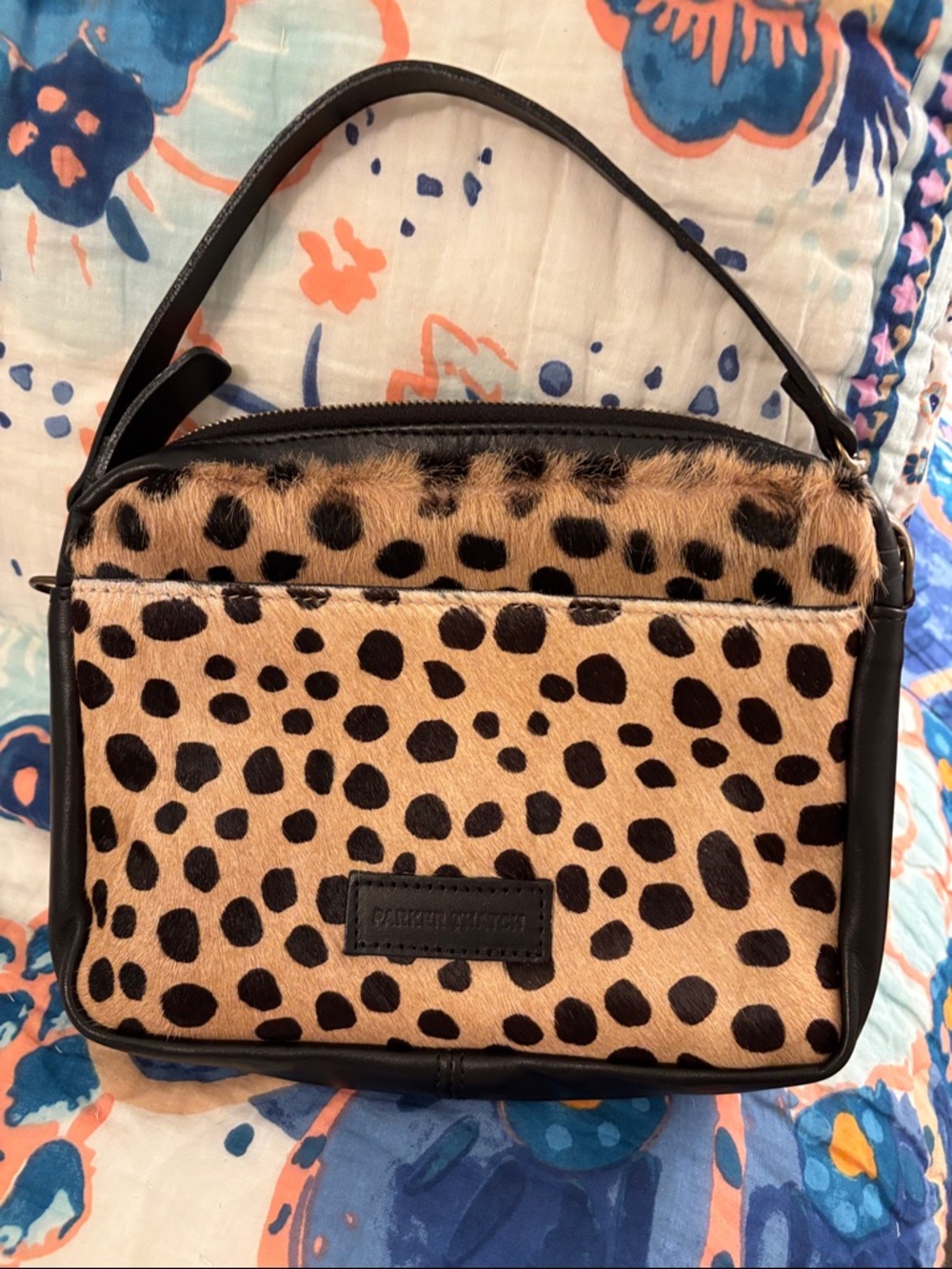 Parker Thatch Hair on Hide Leopard Shoulder Bag